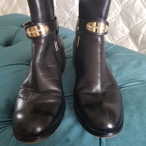 Black leather MK motorcycle boots